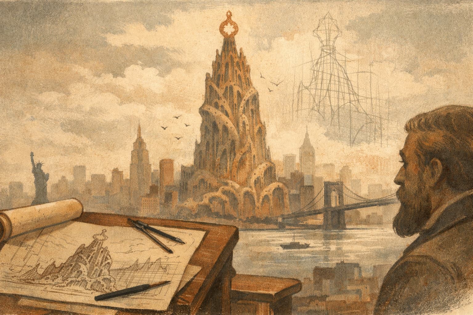 Antoni Gaudí’s Unbuilt 1908 Manhattan Hotel Revived Through AI Visualizations