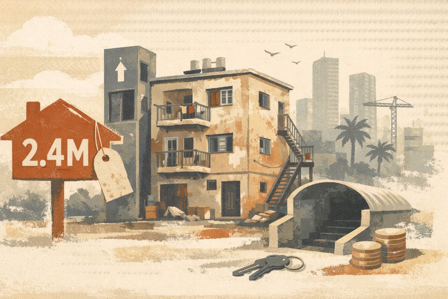 Tel Aviv 3-Room Apartment Sells for 2.4 Million Shekels Without Elevator or Shelter