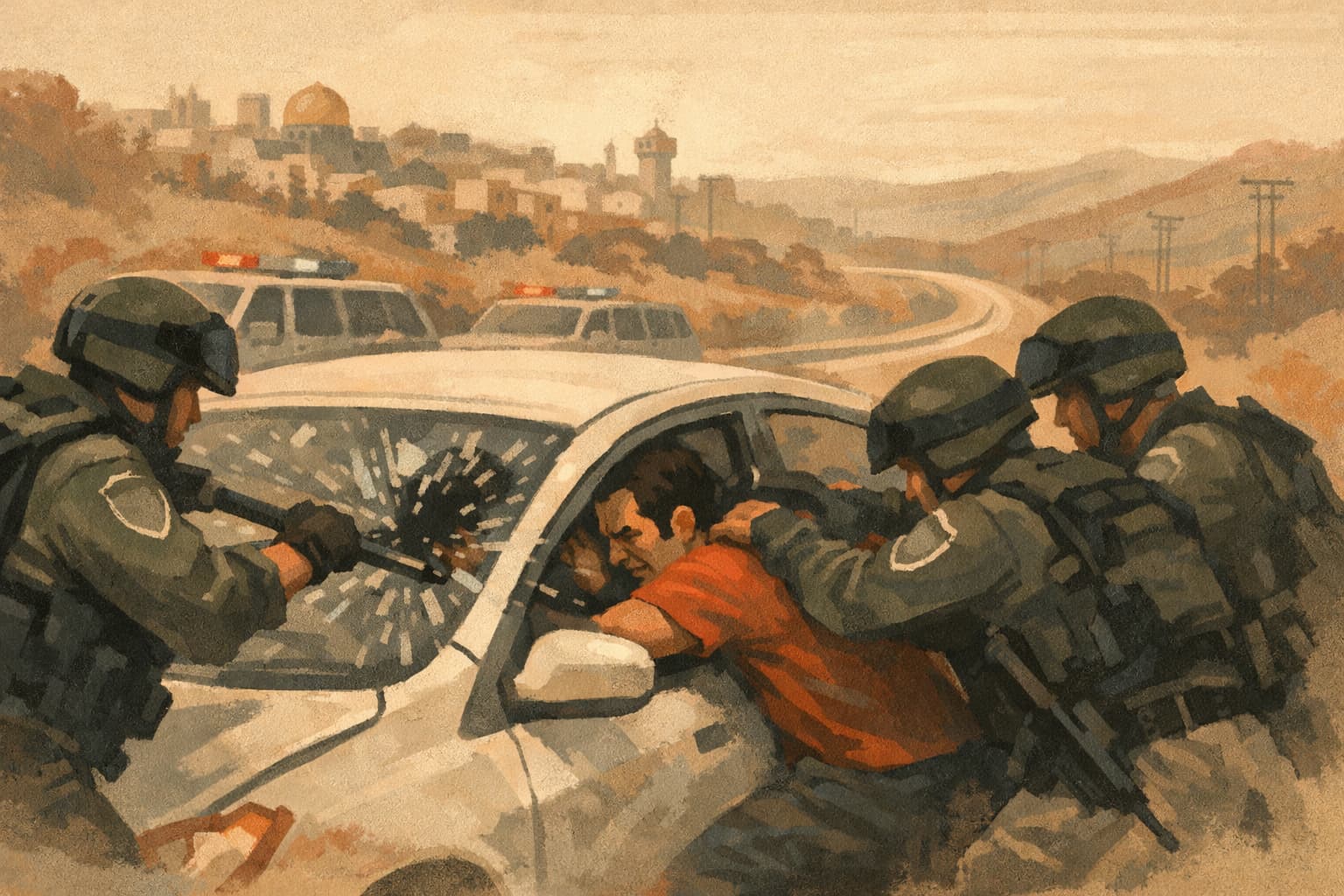 Israeli Border Police Arrest Stubborn Car Thief on Route 1 Near Jerusalem