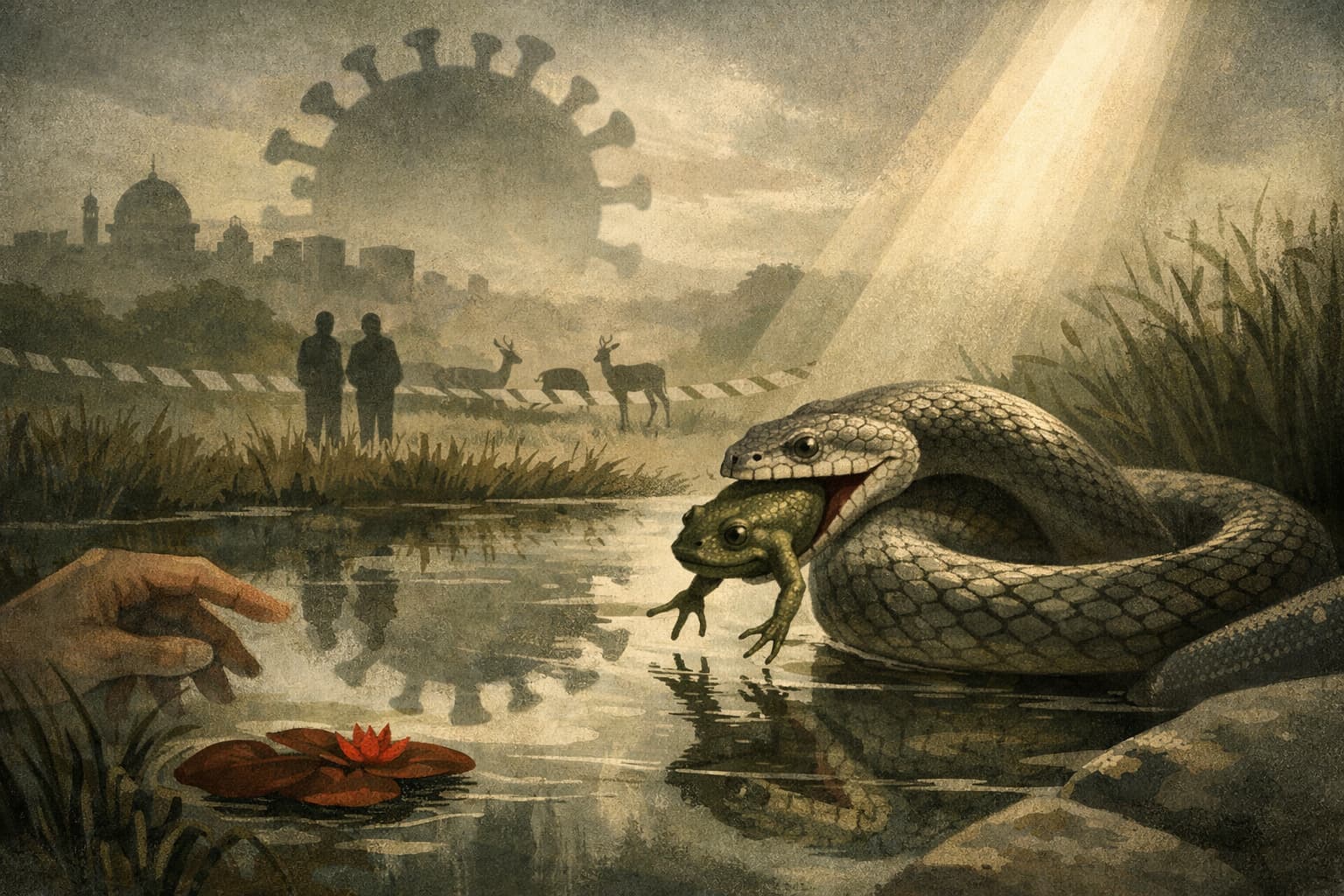 Rare footage: snake eats frog in central Jerusalem park