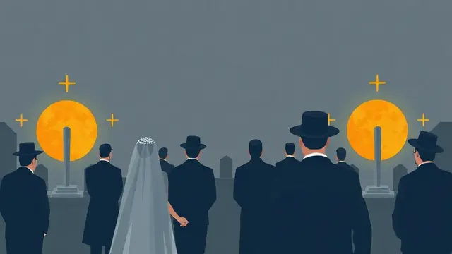 Watch the footage, as the excited groom lifted the white veil of his rebbe's beard
