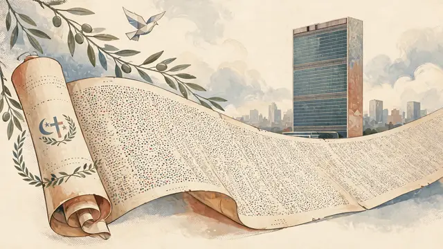 מיצג באו"ם: בד באורך 100 מטר עם שמות של 20 אלף ילדים פלסטינים