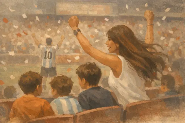 Antonela Messi celebrates as Lionel Messi sets new World Cup scoring record
