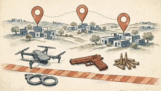 25 שוהים בלתי חוקיים נעצרו השבוע: אקדח, תחמושת ורחפן נתפסו בטייבה | צפו 25 שוהים בלתי חוקיים נעצרו במהלך השבוע בפעילות מוגברת של לוחמי המשמר הלאומי של מג"ב ושוטרי מחוז מרכז. במסגרת הפעילות, שנערכה ברחבי המרכז והמשולש, איתרו הכוחות את השב"חים במספר זירות שונות, לרבות בבתי עסק ובמהלך ניסיונות בריחה. בנוסף, במסגרת צו חיפוש שהוצא בטייבה, פשטו הכוחות על מתחם שבו נתפסו אקדח, תחמושת ורחפן שאישה ניסתה להשליך מהחלון. בעקבות הממצאים, גבר ואישה שהיו במקום נעצרו לחקירה יחד עם יתר החשודים שנתפסו לאורך השבוע.