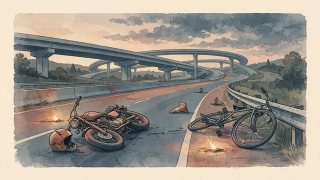 Motorcycle Hits Cyclist on Highway 2, Two Injured
