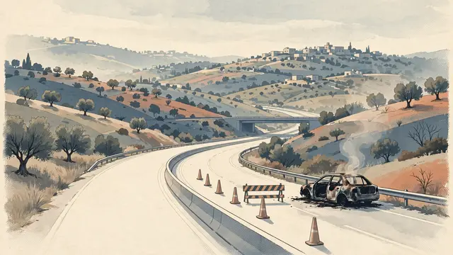 Vehicle Fire Halts Traffic on Route 5 in Samaria