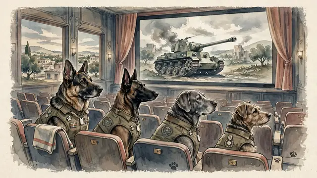 Retired Military Dogs Watch Brad Pitt Film Alongside Former Handlers