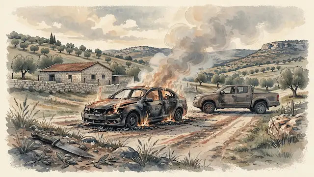 Palestinian Attacker Sets Fire to Car at West Bank Farm