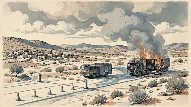 Truck Fire Shuts Down Highway 90 Near Kibbutz Yael