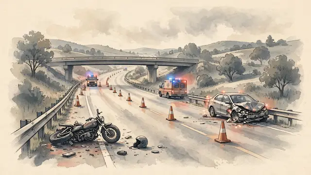 רוכב אופנוע נפצע באורח קשה מפגיעת רכב ליד מחלף אולגה