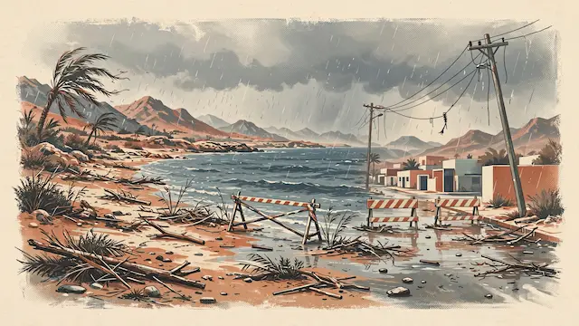 Eilat Beach Closed After Heavy Rains Cause Debris, Power Outages