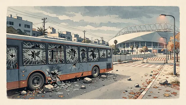 Sakhnin Fan Bus Attacked Outside Bloomfield Stadium