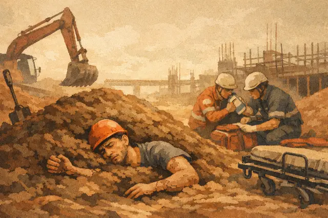 24-Year-Old Worker Seriously Injured After Being Buried by Soil at Construction Site