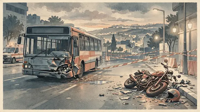 Motorcyclist Critically Injured in Haifa Bus Collision