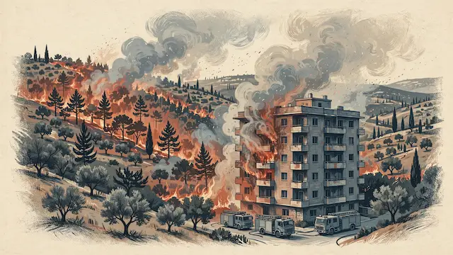 Fire in Karmiel Forest Spreads to Building, Rescuing Three Trapped Residents