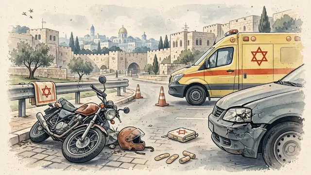 Three Injured in Jerusalem Vehicle-Motorcycle Collision