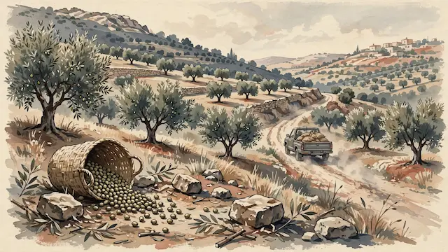 Settlers Suspected of Stealing Vehicle, Injuring Palestinians During Harvest Confrontation