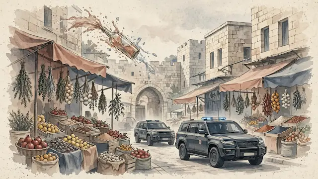 Bottle Thrown at Prime Minister Netanyahu's Convoy Near Jerusalem Market