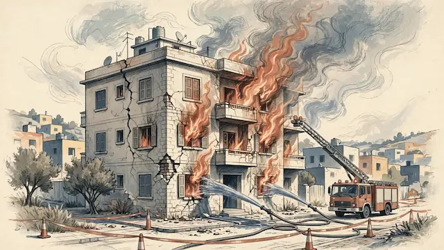 Fire Engulfs Umm Al-Fahm Residential Building, Collapse Feared