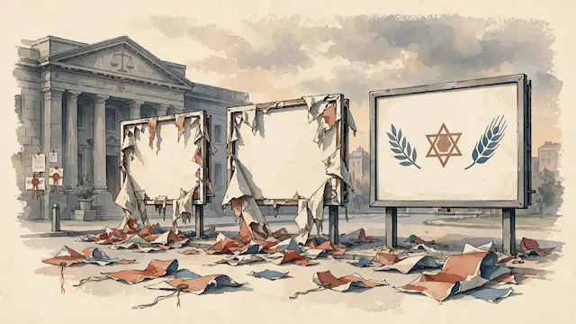 בחירות 2026 למרות דרישת סולברג, בליכוד לא הסירו שלט בערבית שמציג את איזנקוט לצד עבאס וטיבי
