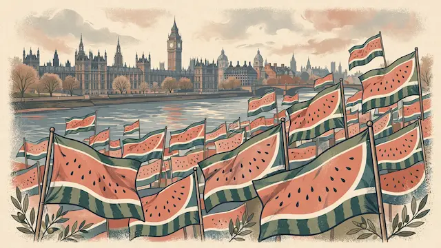 Pro-Palestinian Demonstrators Wave Watermelon Flags in London