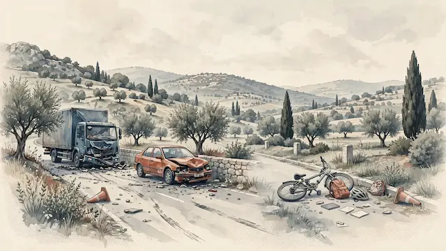 בת 40 נפצעה בינוני בתאונה בין משאית לרכב; בן 10 נפצע בינוני בתאונה בין אופניים לרכב