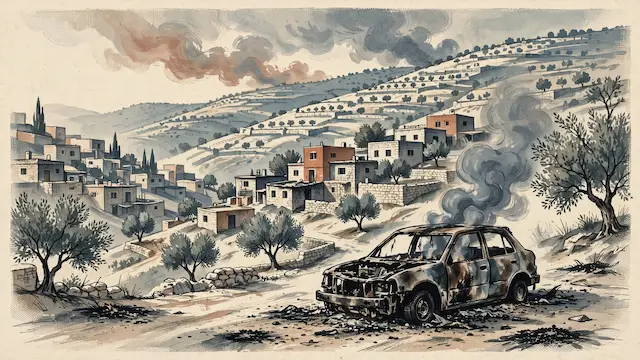 Settlers Accused of Setting Vehicles Ablaze in Palestinian Village